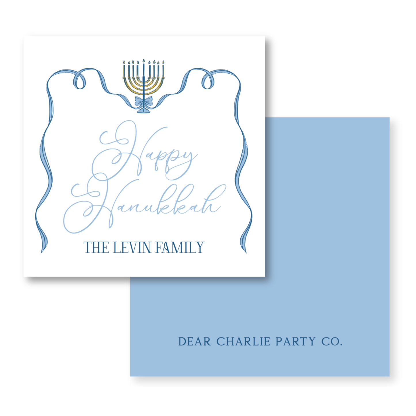 a hanukkah card with a menorah on it