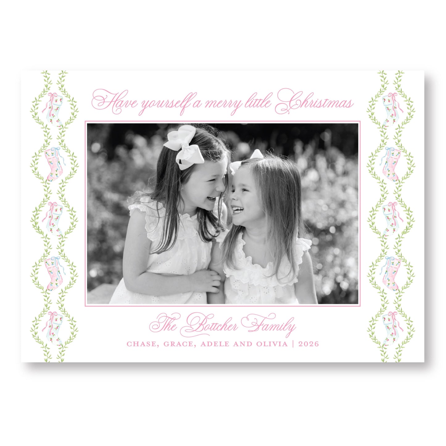 Pretty Little Christmas Frame Card | 5x7 Holiday Photo Card with Envelope
