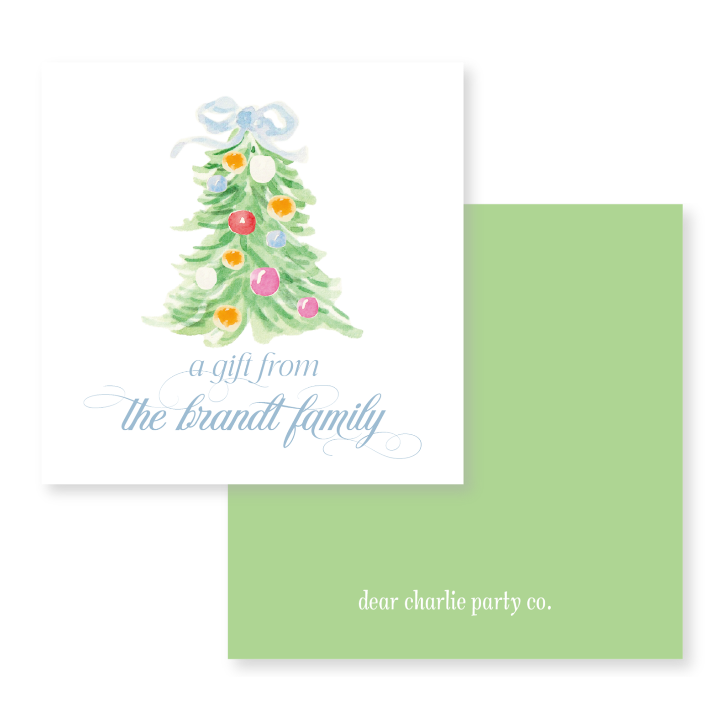a card with a christmas tree on it