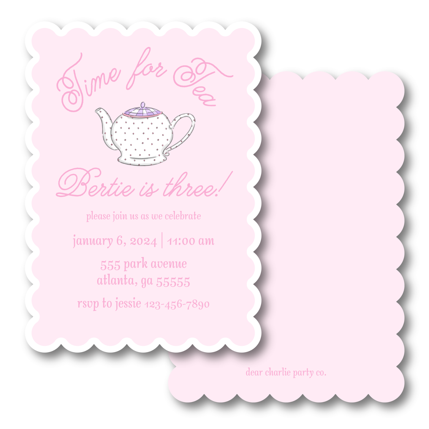 Tea Party Birthday Die Cut Invitation