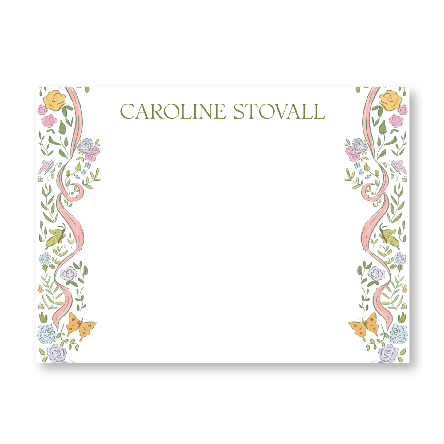 Bows and Butterflies Stationery Horizontal Notecards
