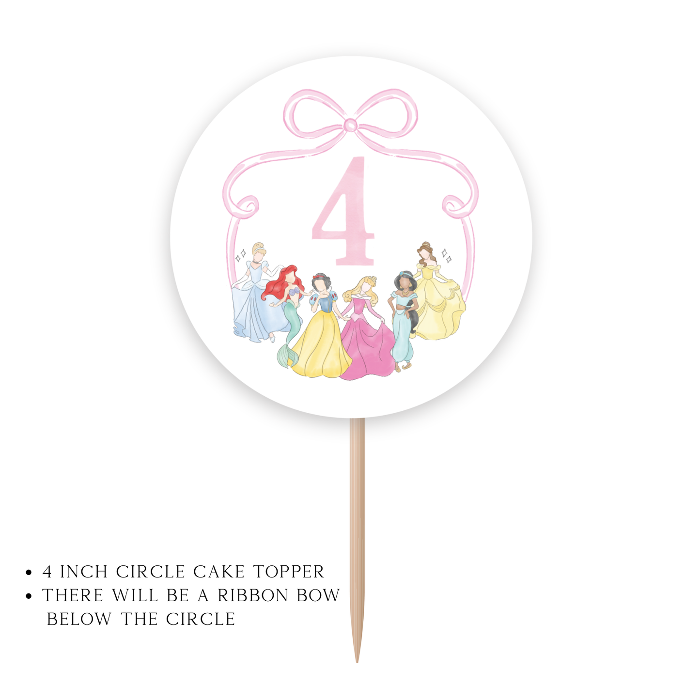 Princess Character Cake Topper in Pink