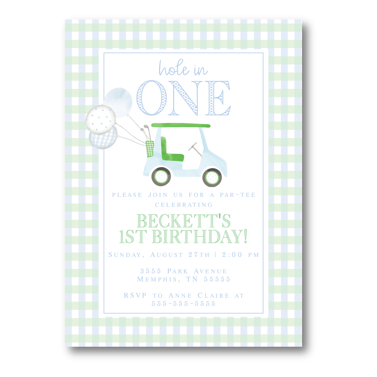 Hole in One Golf Birthday Invitation