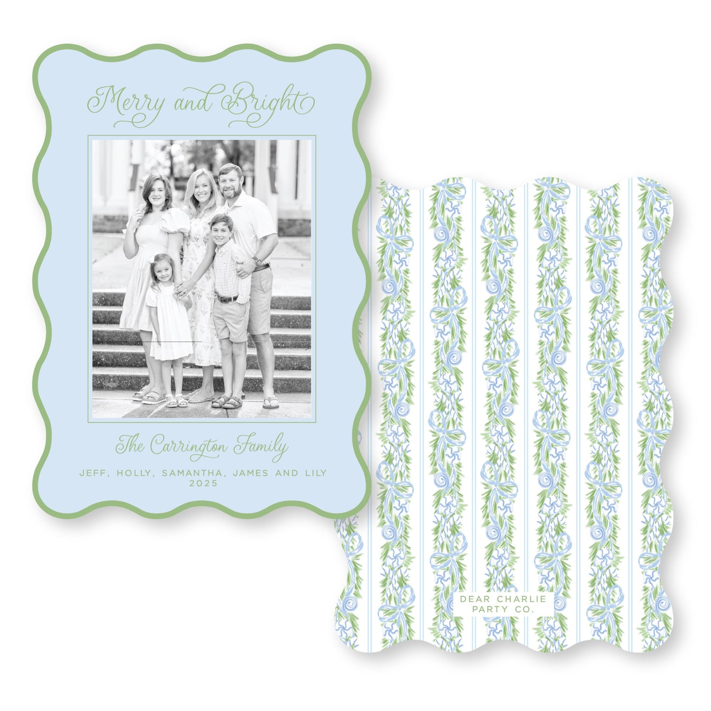 PRINTED Die Cut Holiday Card | Candy Coated Christmas in Blue | 5x7 Photo Card with Envelope