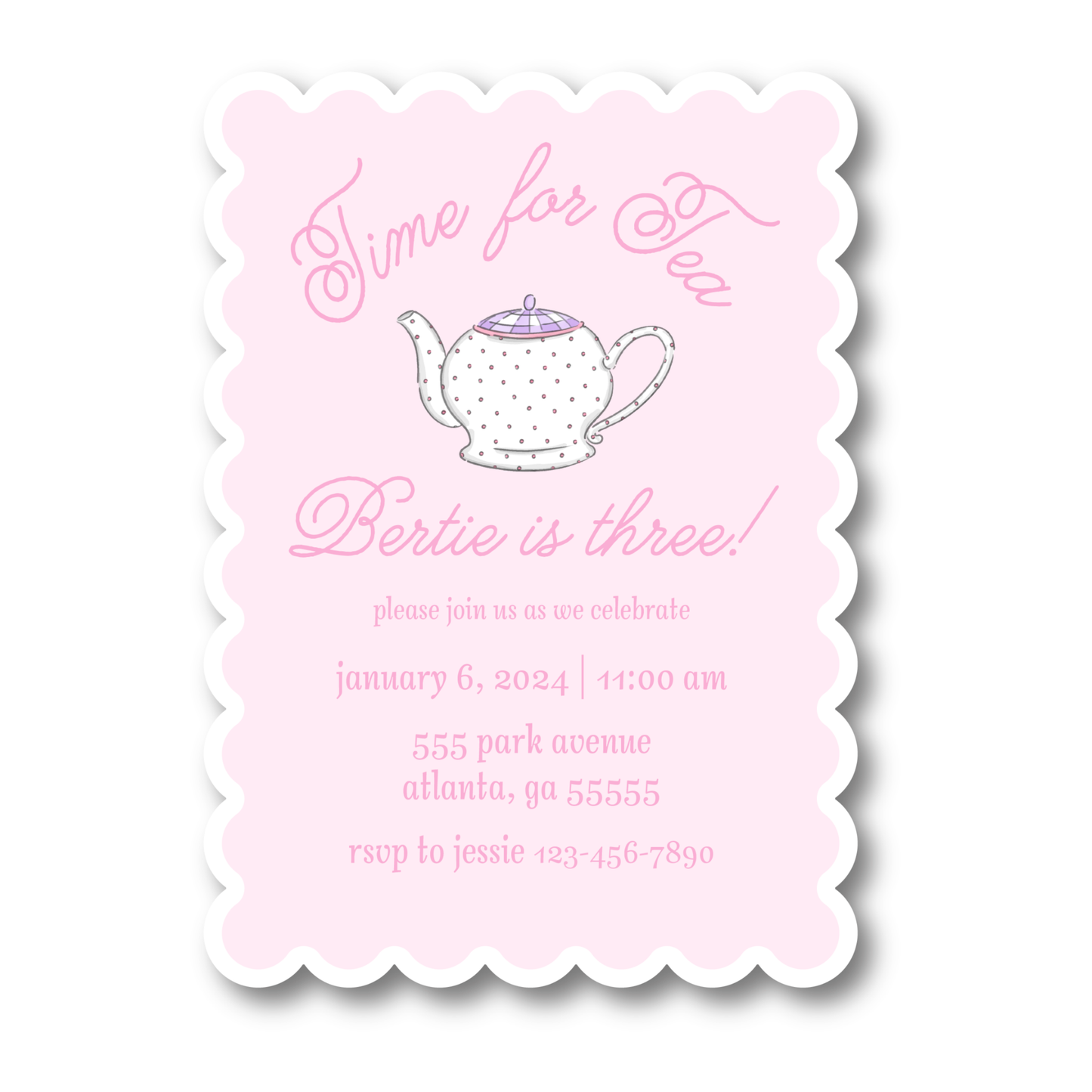 Tea Party Birthday Die Cut Invitation