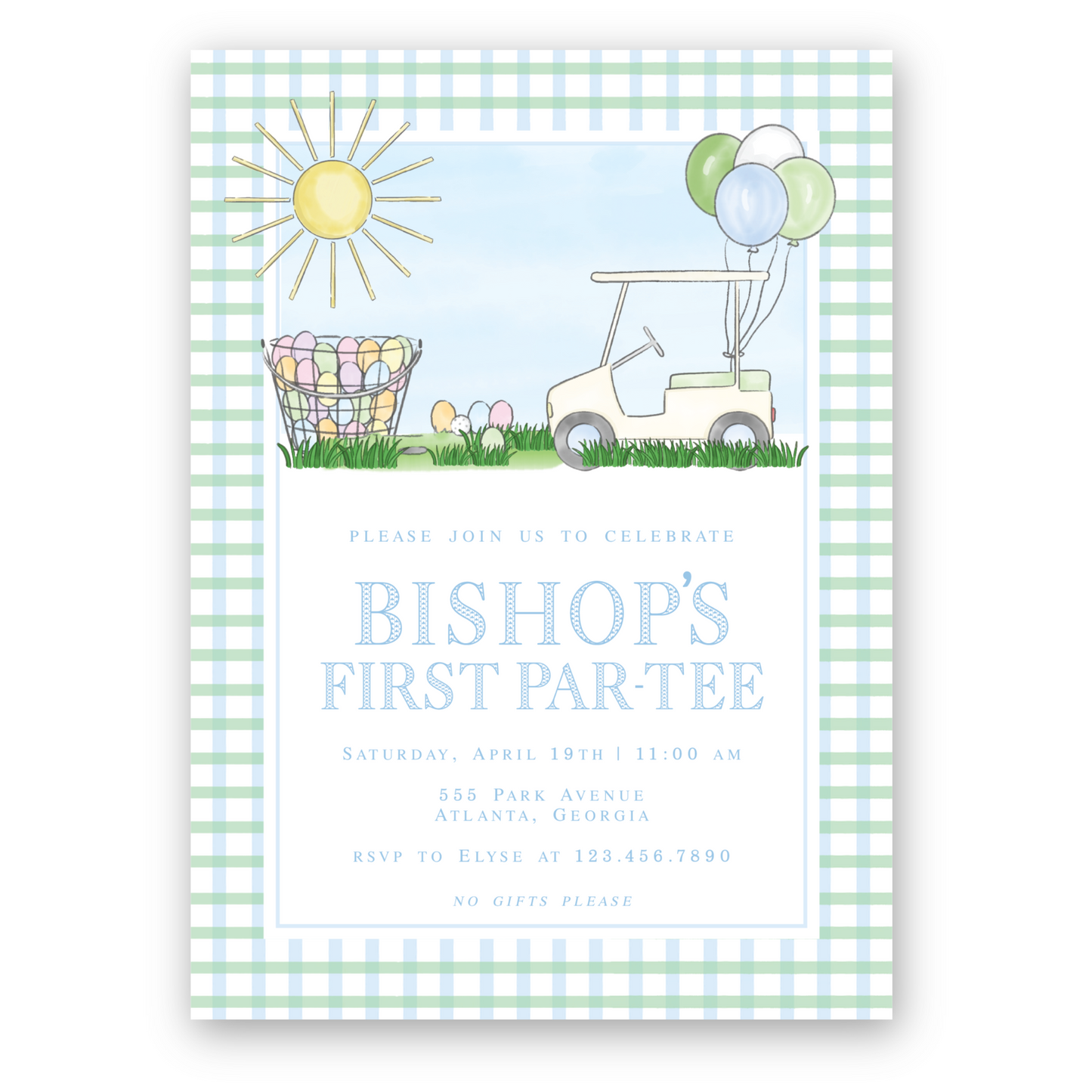 Easter Golf Birthday Invitation
