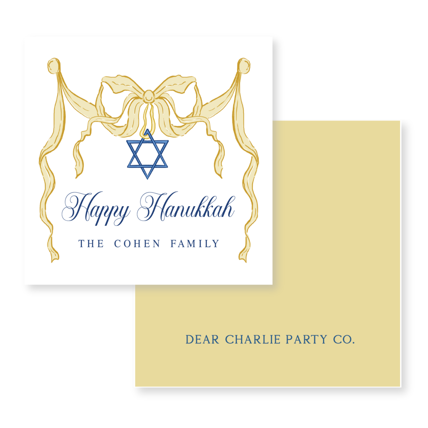 a happy hanukkah card with a star of david on it