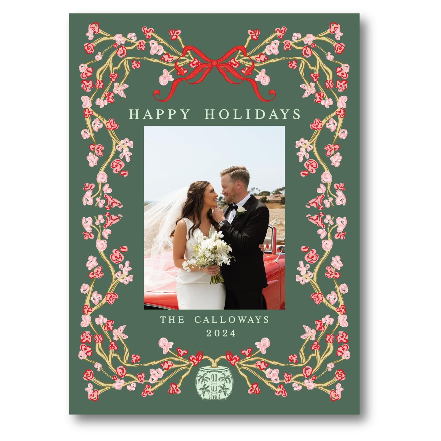 O Orchid Tree in Green Holiday Card | 5x7 Holiday Photo Card with Envelope
