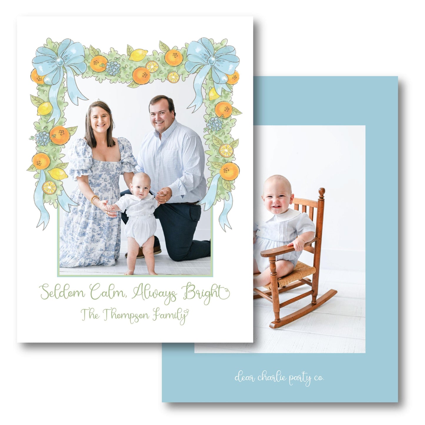 Citrus Cheer Holiday Card | 5x7 Holiday Photo Card with Envelope