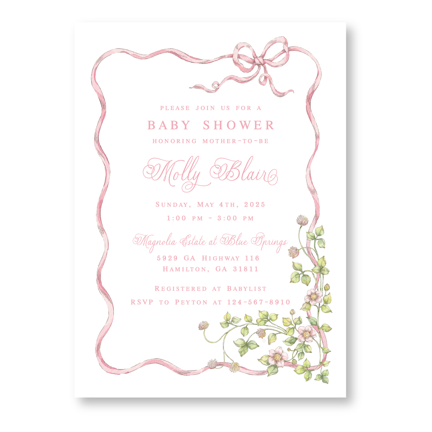 Floral Girl Baby Shower Invitation