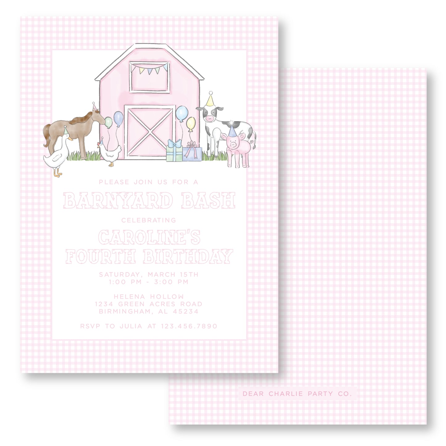 Barnyard Bash Invitation in Pink