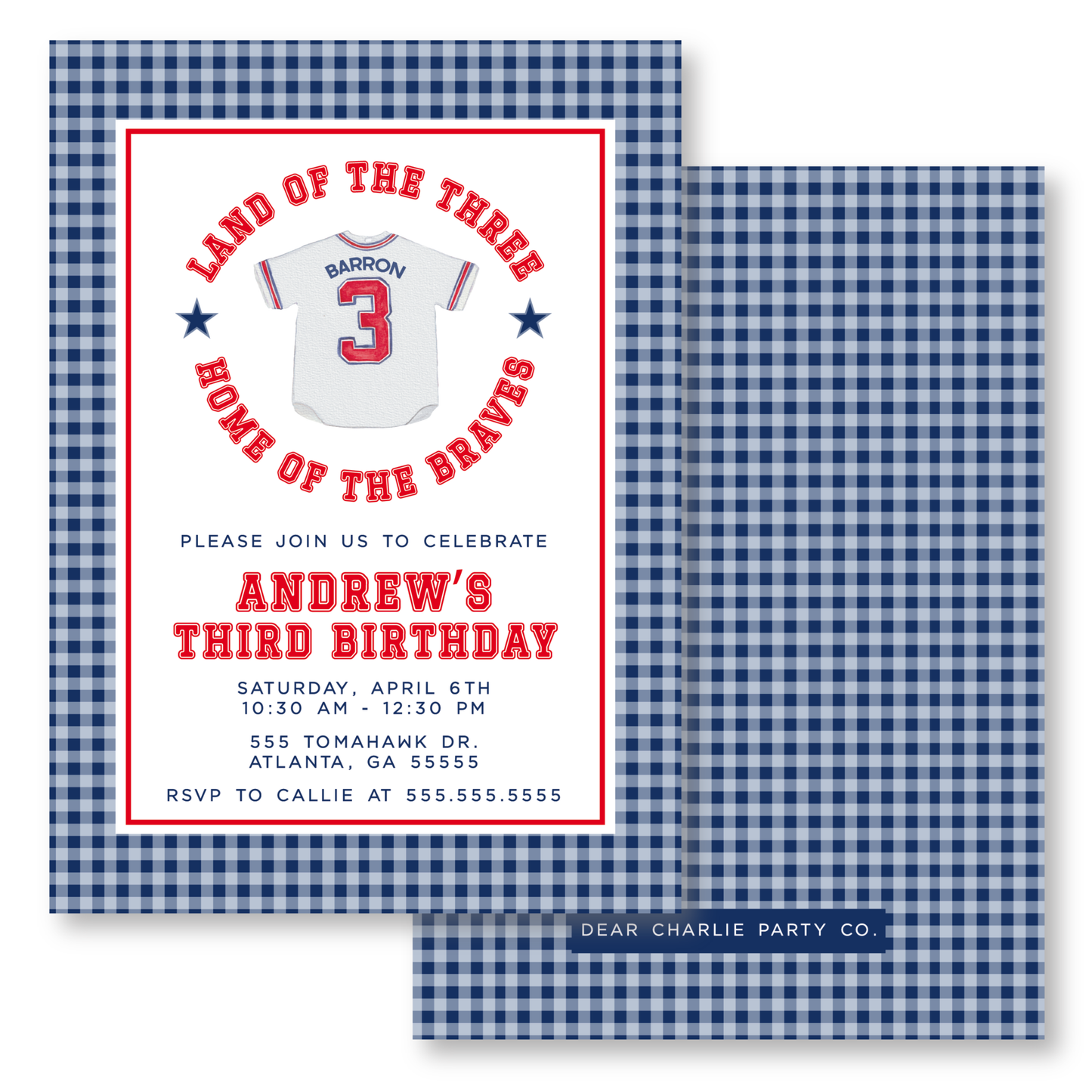Home of the Braves Baseball Birthday Invitation