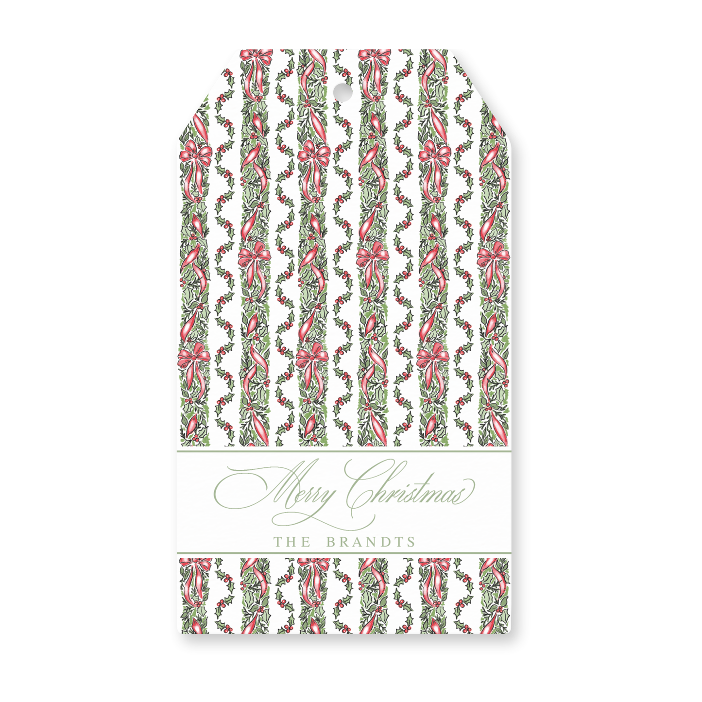 a christmas card with a red and green design