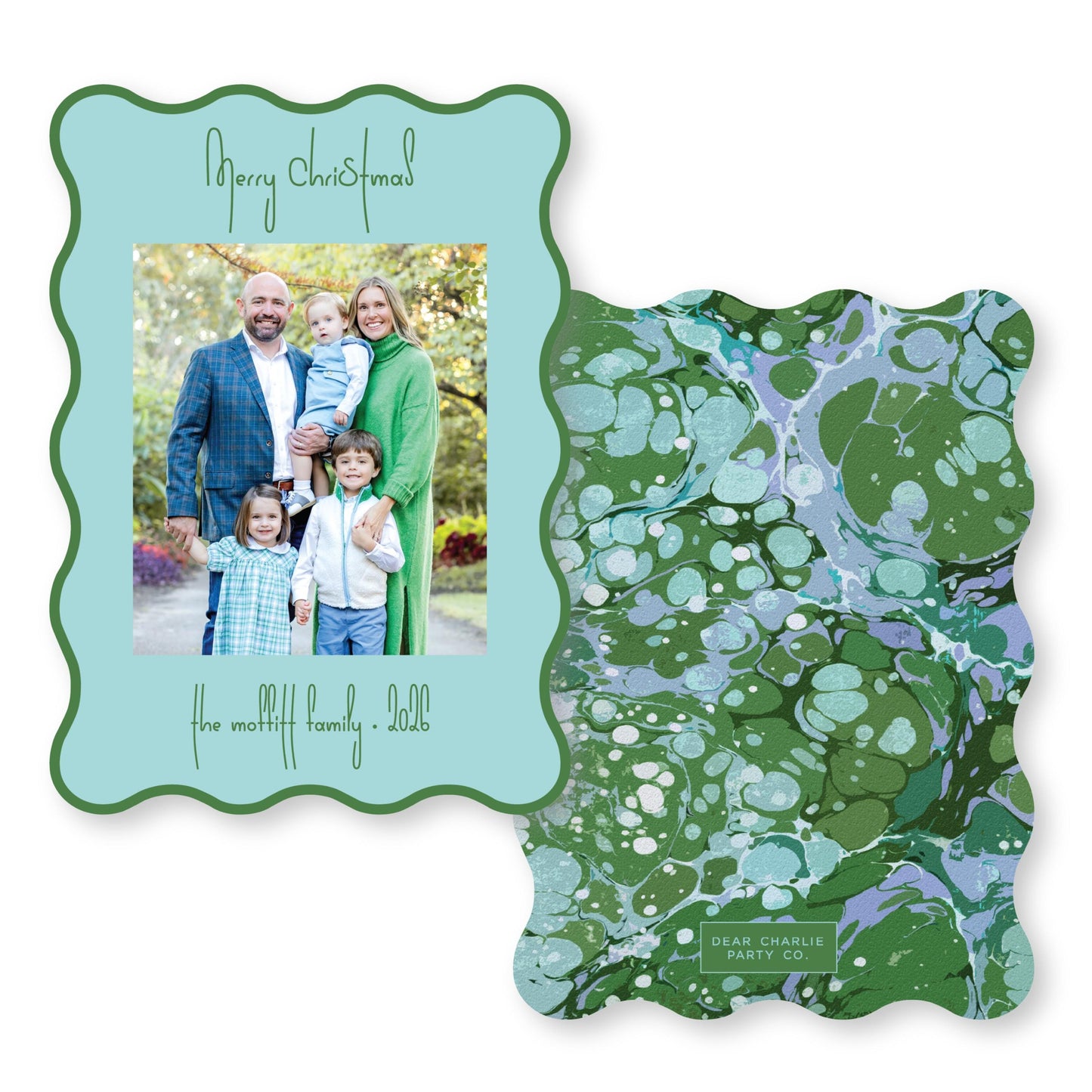 PRINTED Die Cut Holiday Card | Swirly Season in Lakeside Wavy Card | 5x7 Holiday Photo Card with Envelope