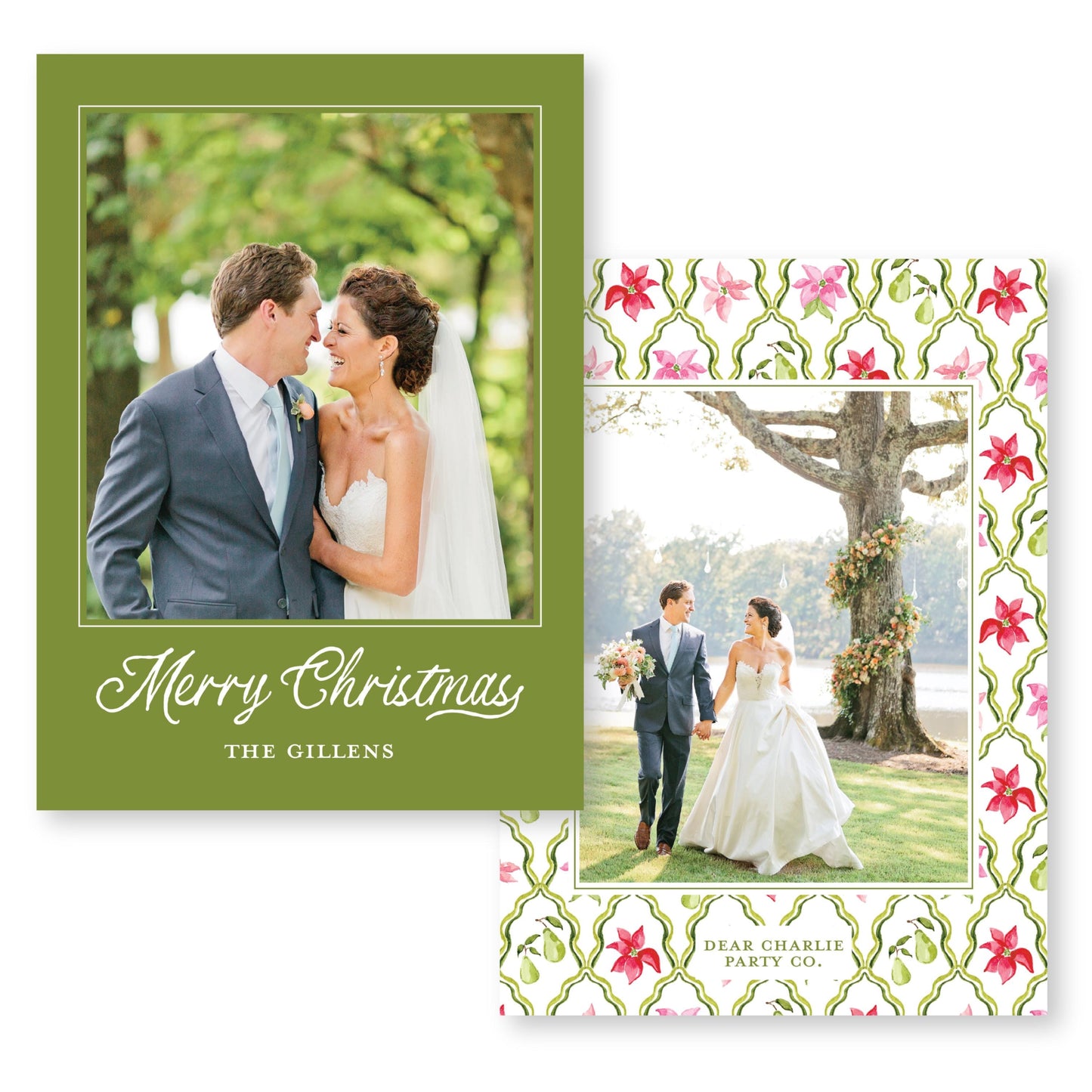 Petals and Pears Solid Card | 5x7 Holiday Photo Card with Envelope