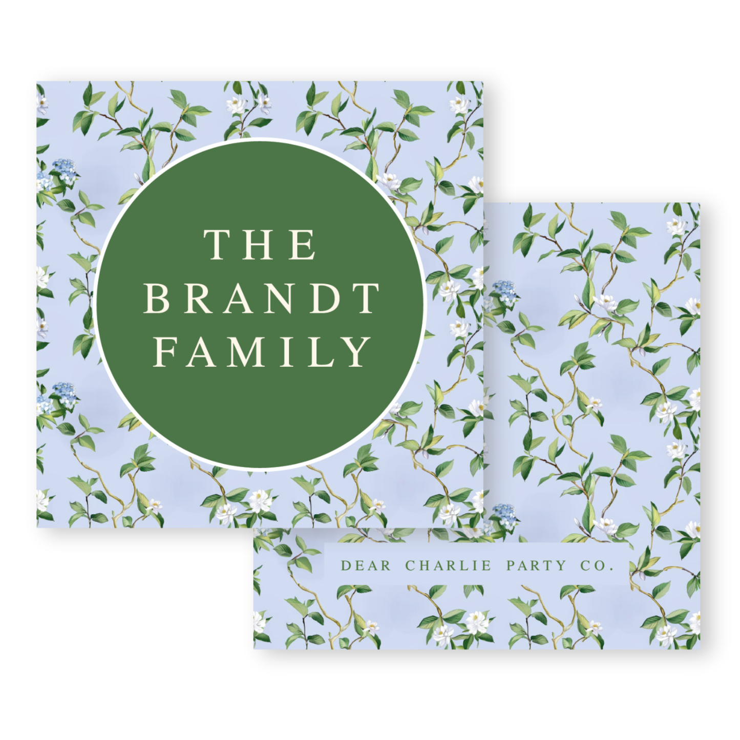 the brand family logo and business cards