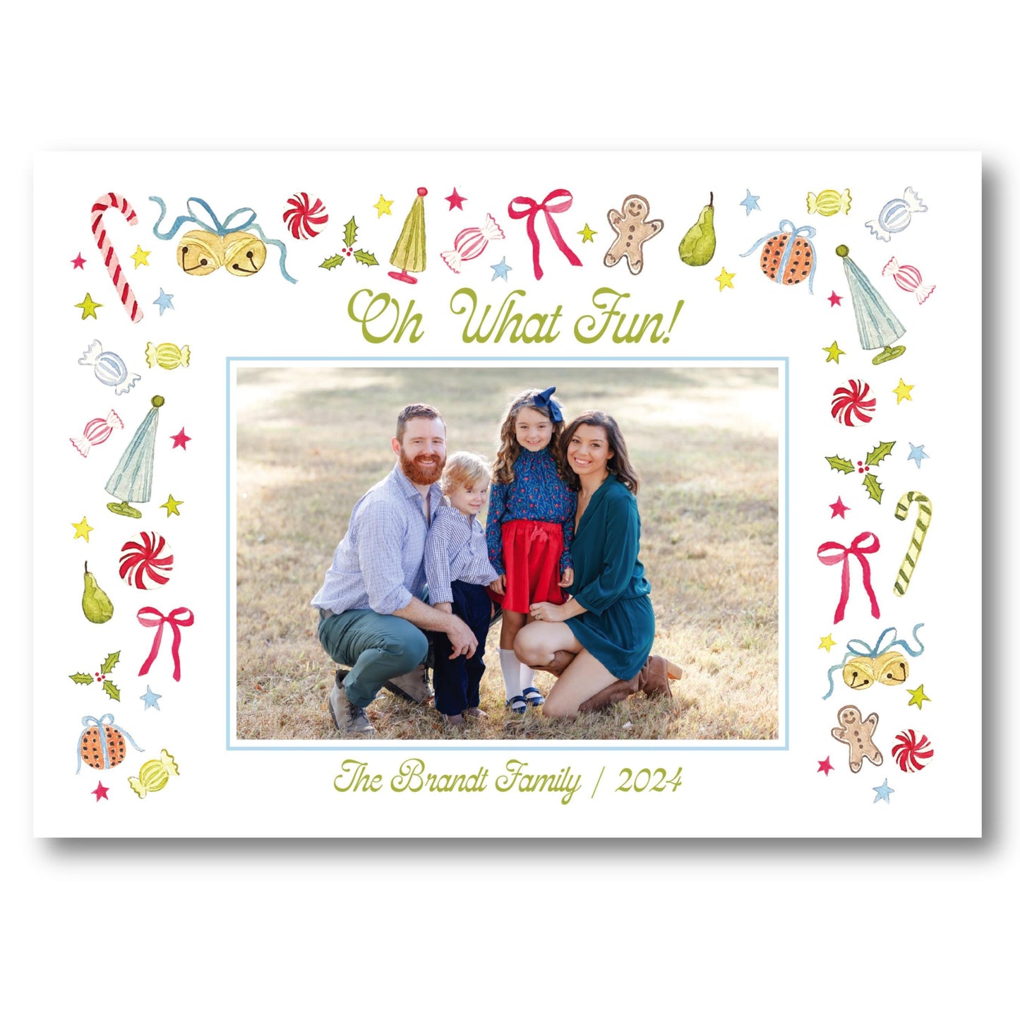 a christmas card with an image of a family