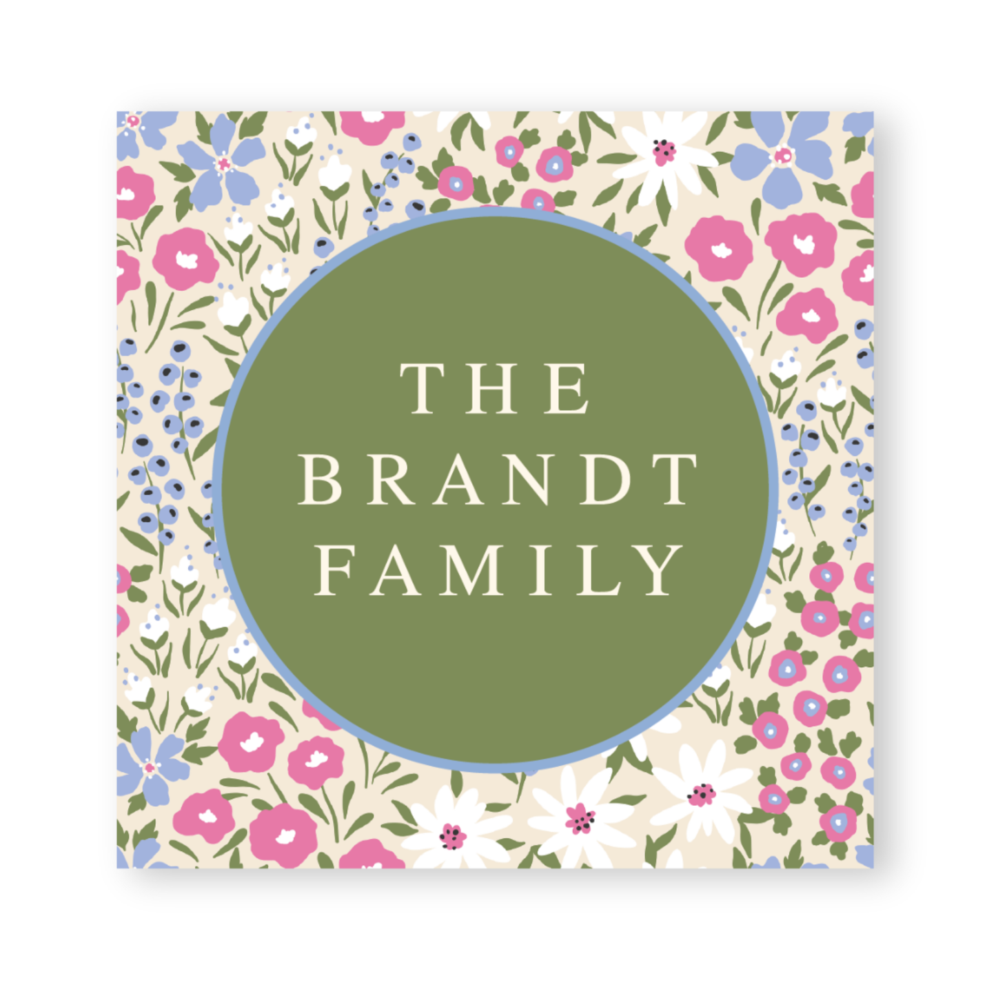 the brand's logo is surrounded by colorful flowers