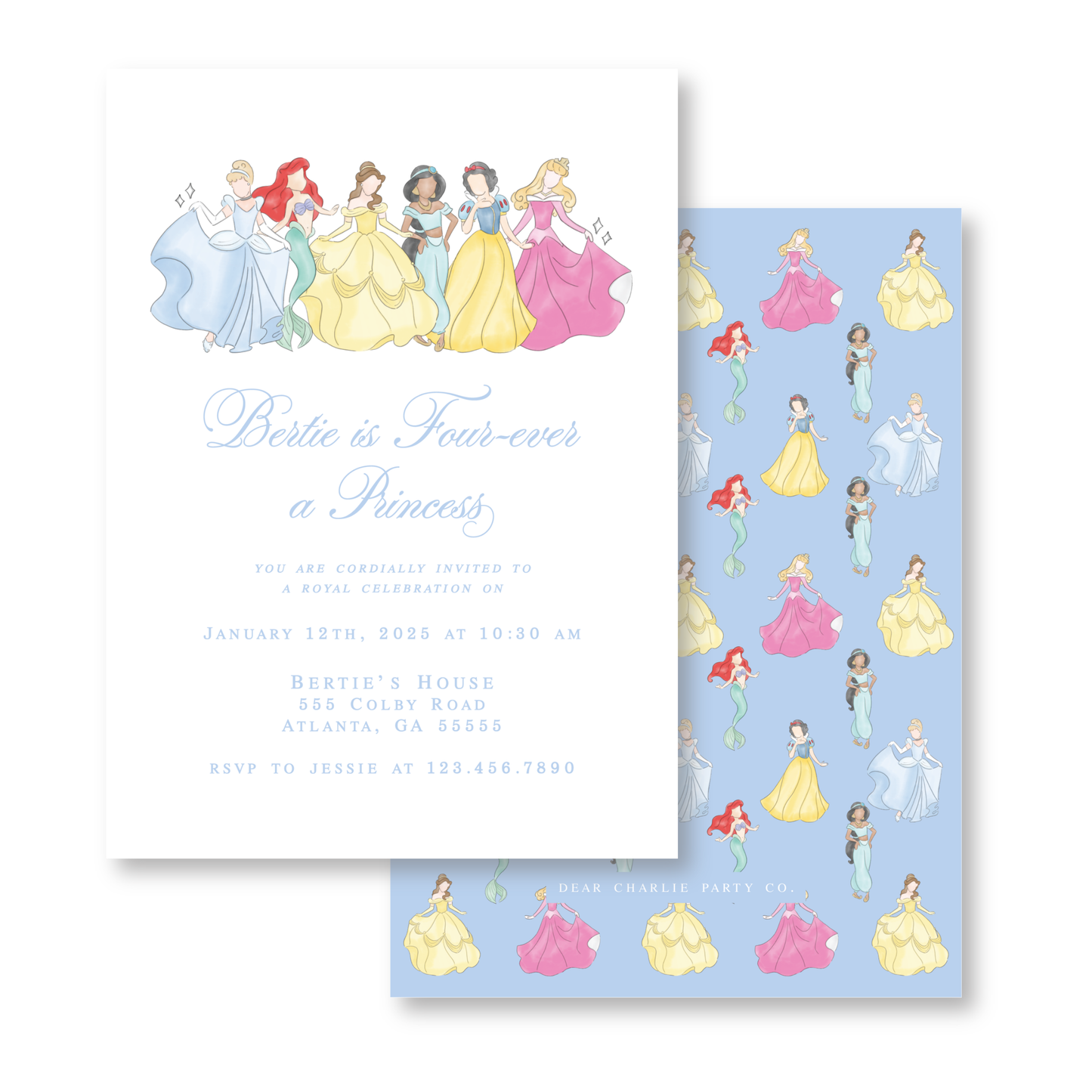 Royal Celebration Princess Birthday Invitation in Blue