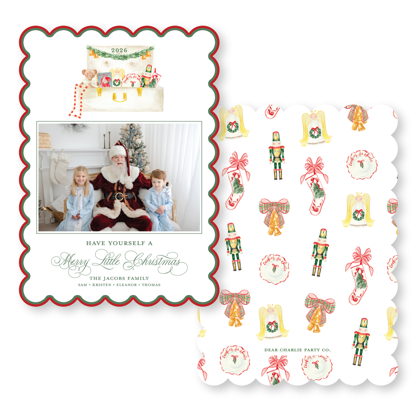 Keepsake Christmas Scallop Card | 5x7 Holiday Photo Card with Envelope