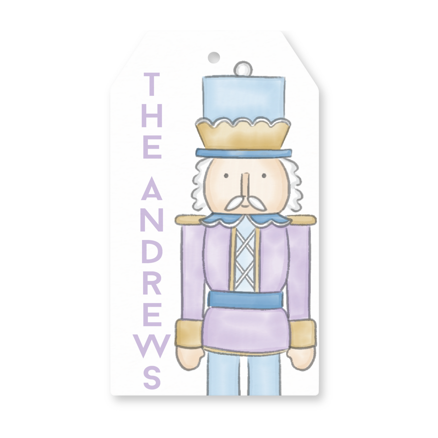 Nutcracker Gift Tag – Blue Purple Hanging Holiday Gift Label with String
