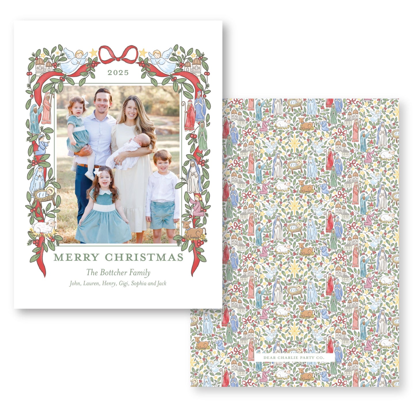 The Nativity Story in Red | 5x7 Holiday Photo Card with Envelope