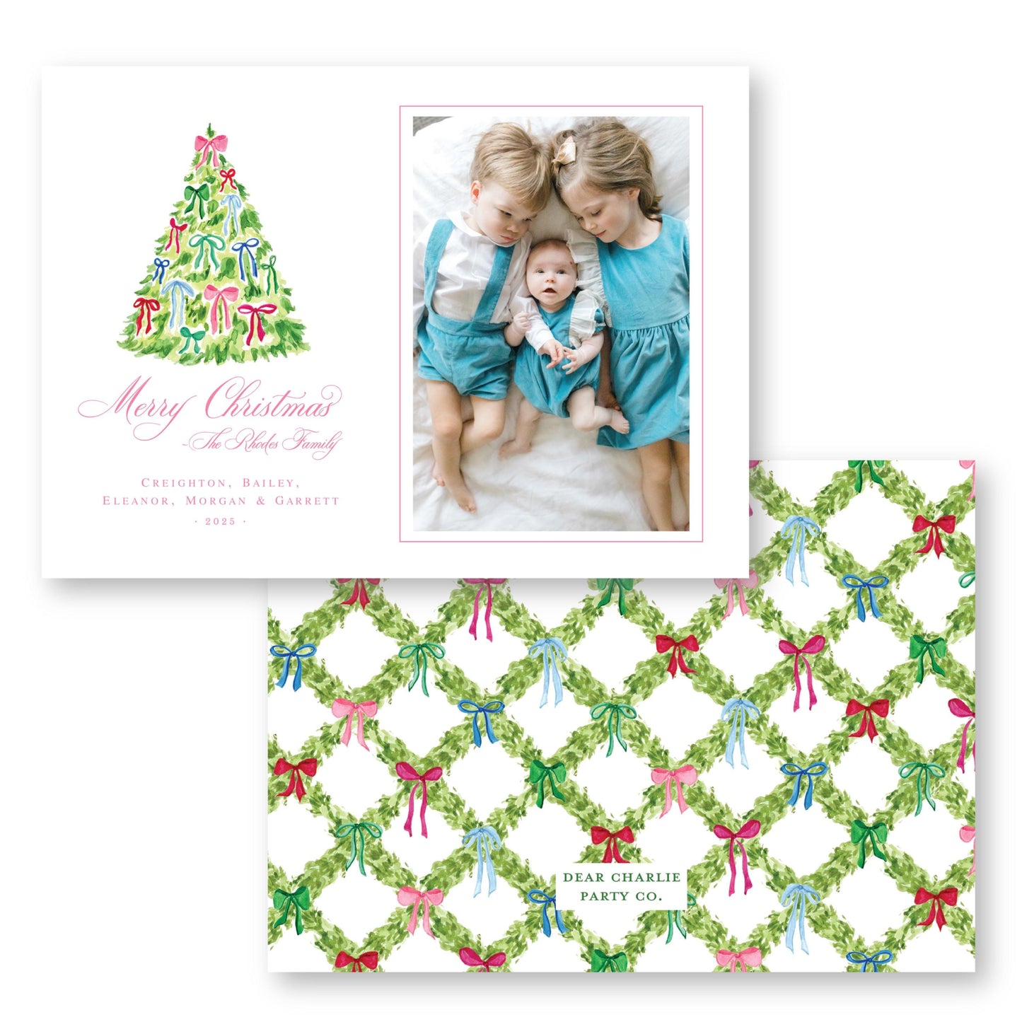 Decked in Bows Tree Card | 5x7 Holiday Photo Card with Envelope
