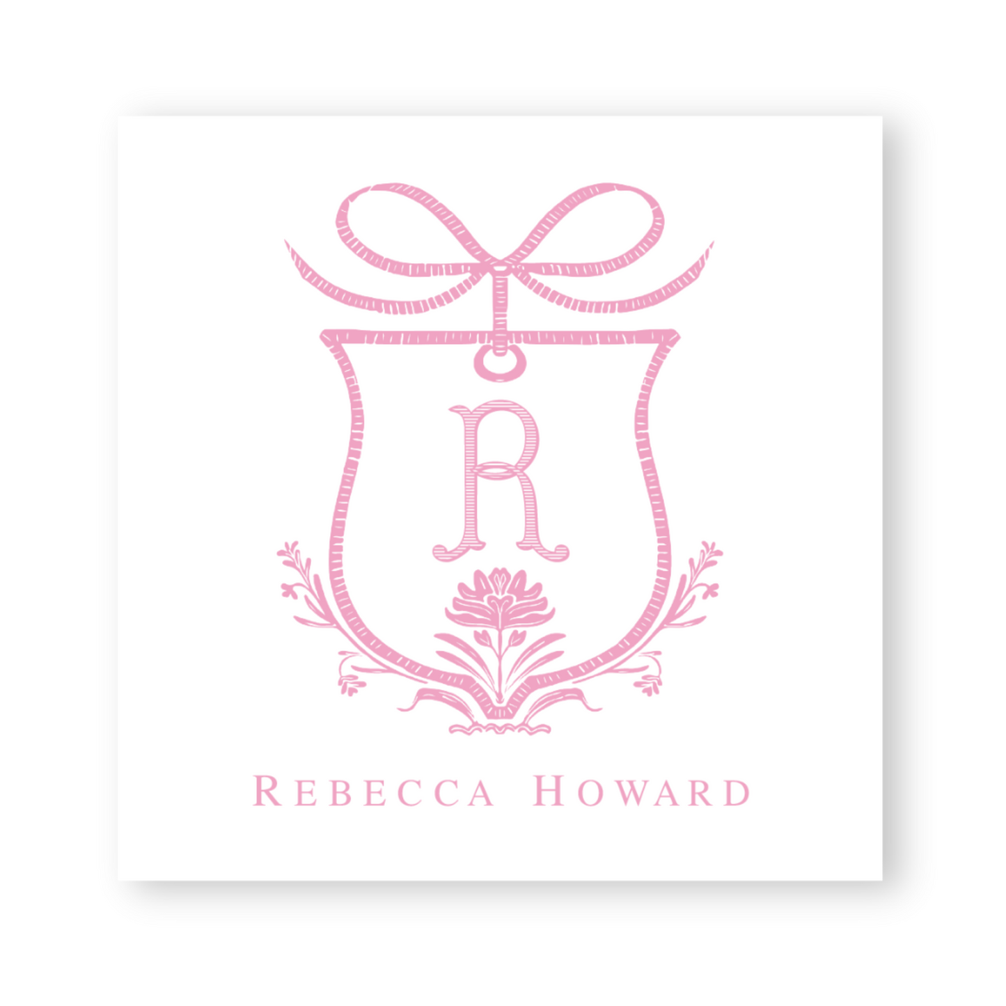 Block Floral Crest Enclosure Card, Gift Tag Stickers