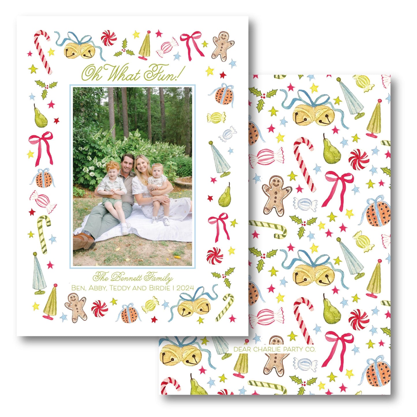 a christmas card with a picture of a family