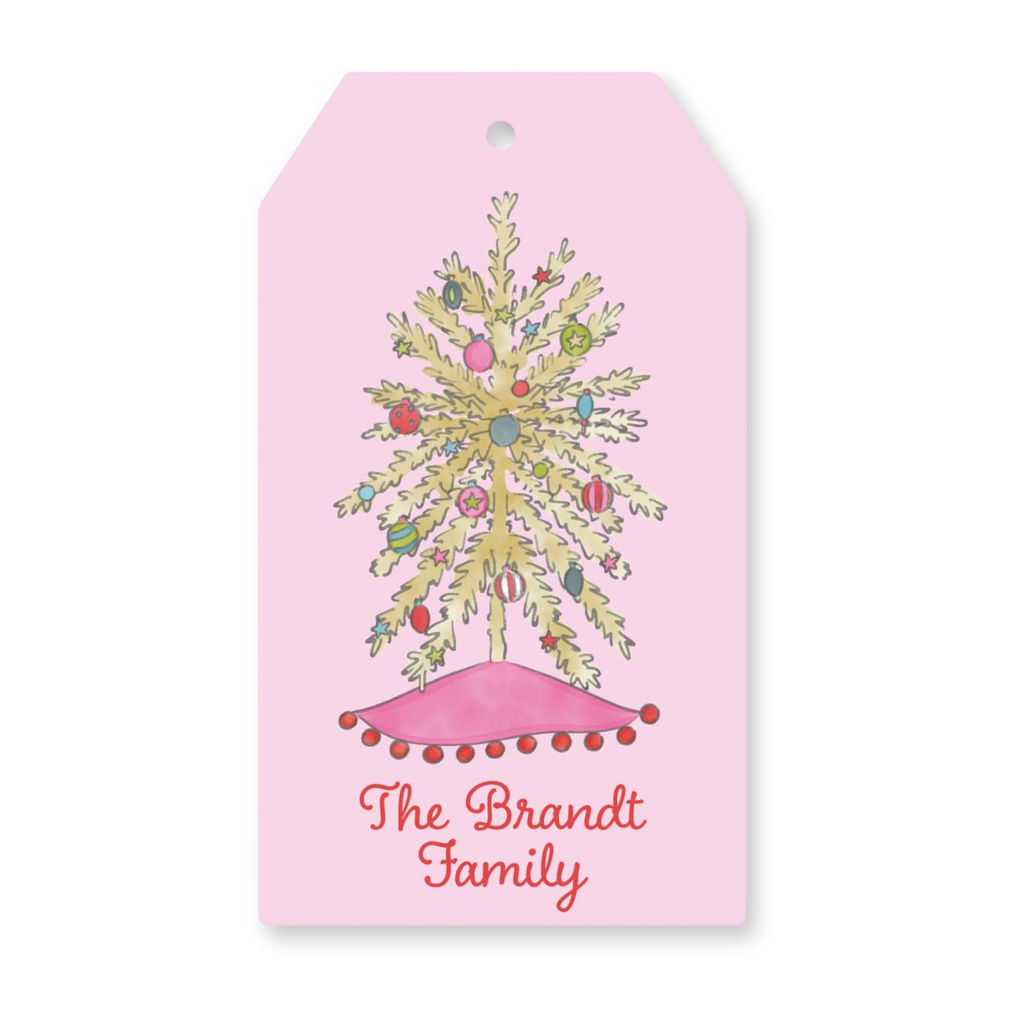 a pink gift tag with a picture of a fireworks