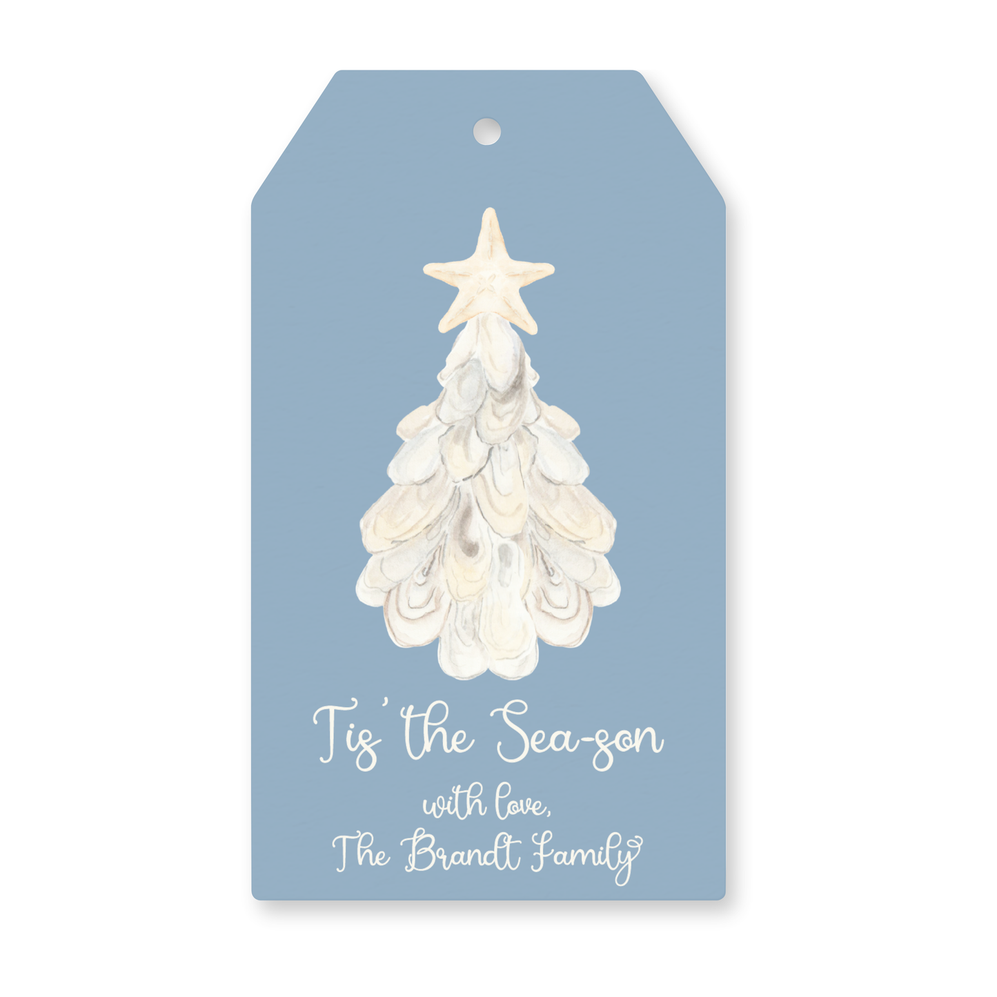 a tag with a christmas tree on it