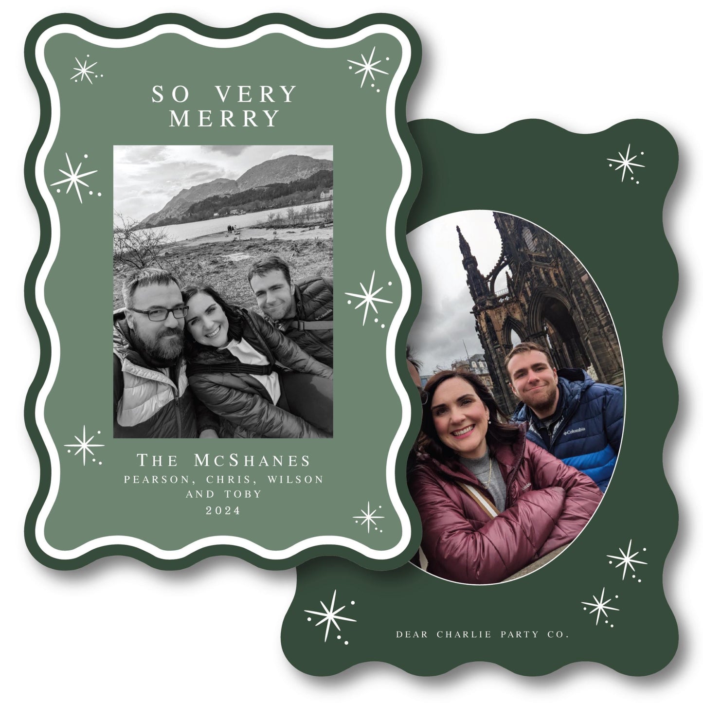 a christmas card with a picture of a family