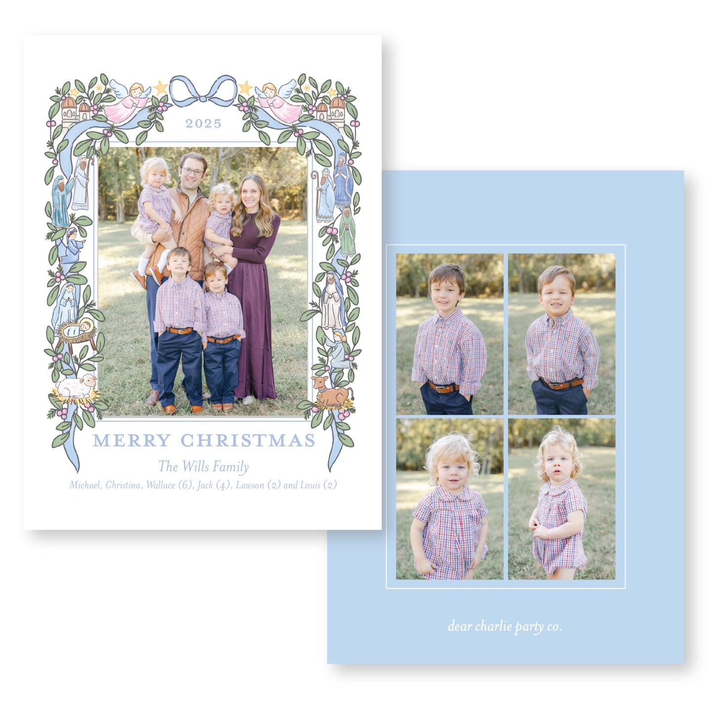 The Nativity Story Pale Blue | 5x7 Holiday Photo Card with Envelope