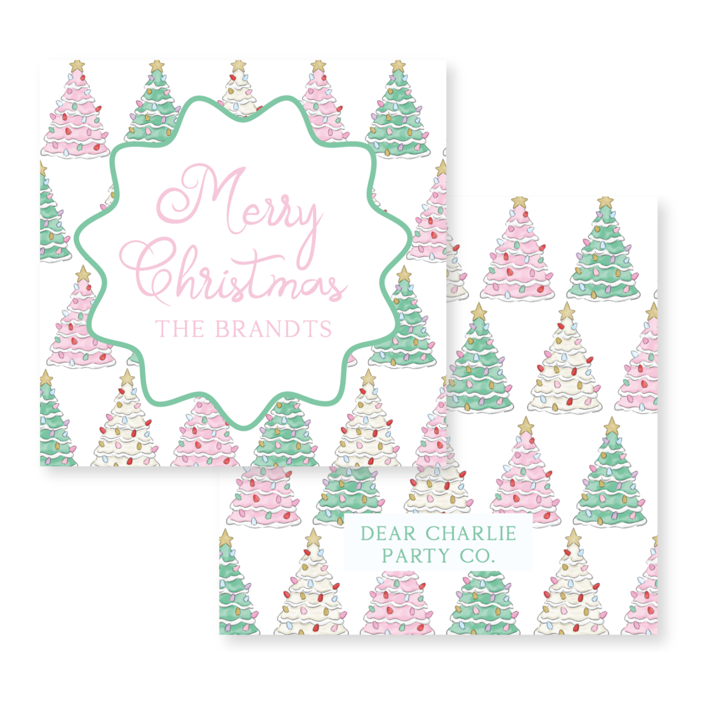 a christmas card with a bunch of trees on it