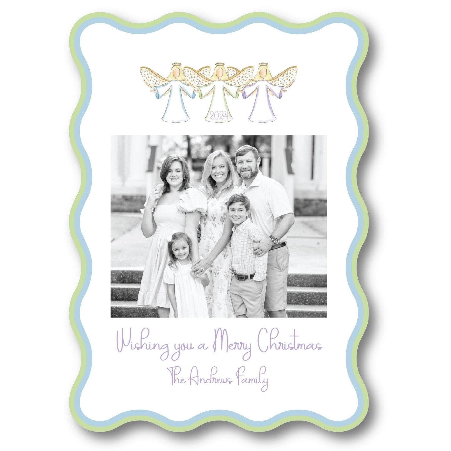 Heavenly Hues Wavy Die-Cut Holiday Card, Holiday Cards, Printed Holiday Cards, Christmas Cards