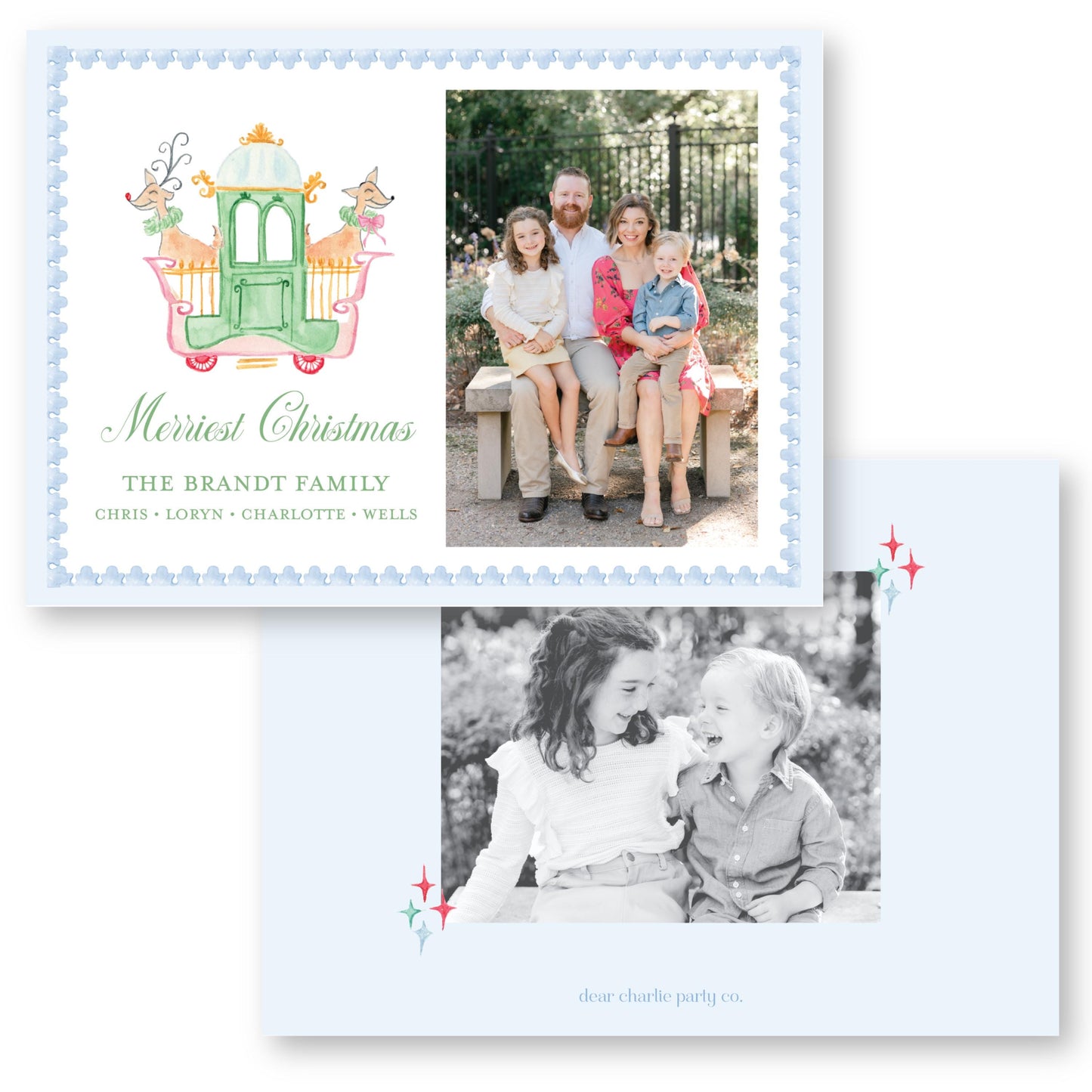 Northbound Noel, Reindeer Train Horizontal | 5x7 Holiday Photo Card with Envelope