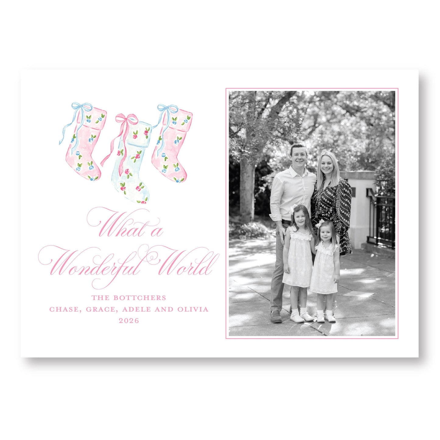 Pretty Little Christmas Stockings Card | 5x7 Holiday Photo Card with Envelope