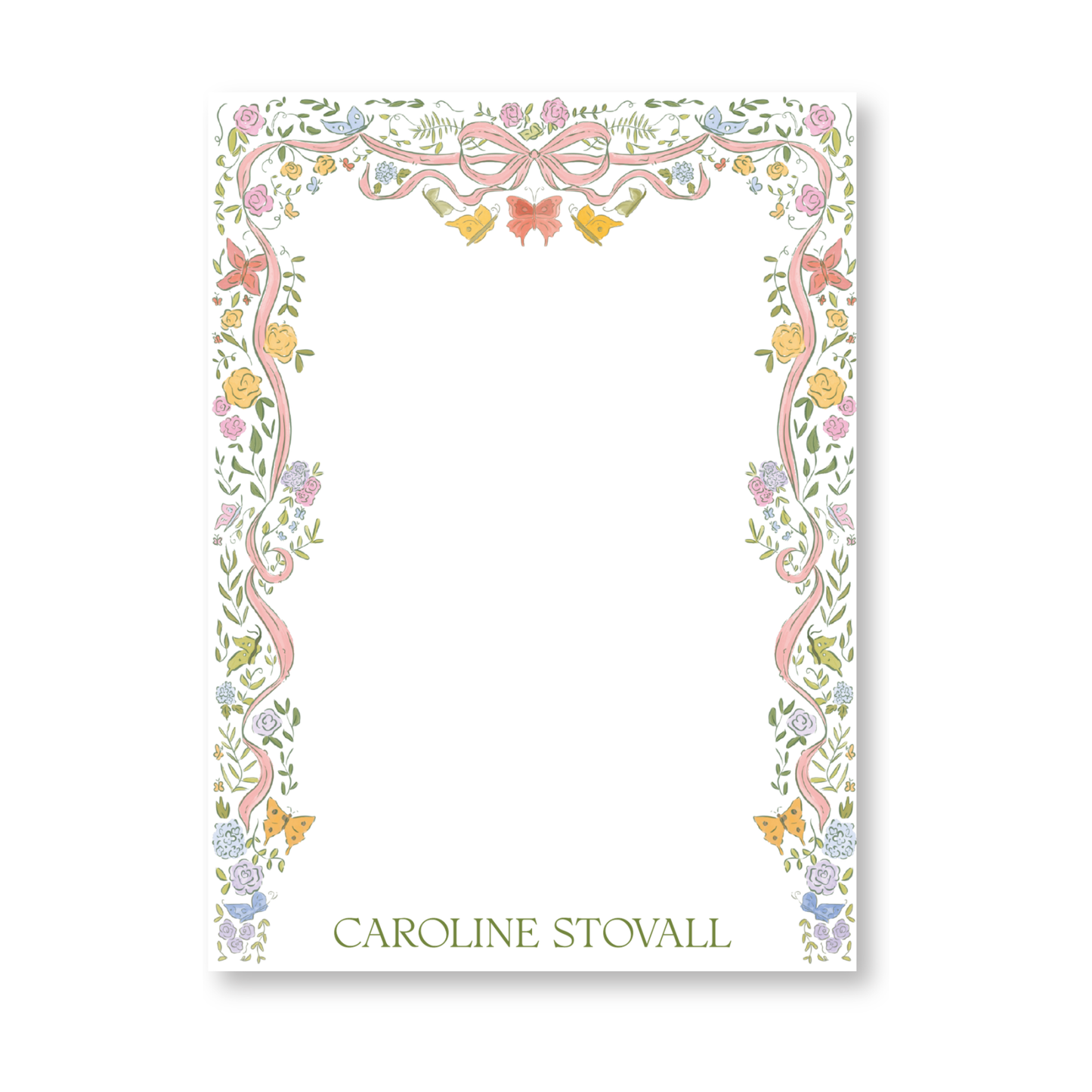 Bows and Butterflies Stationery Vertical Notecards