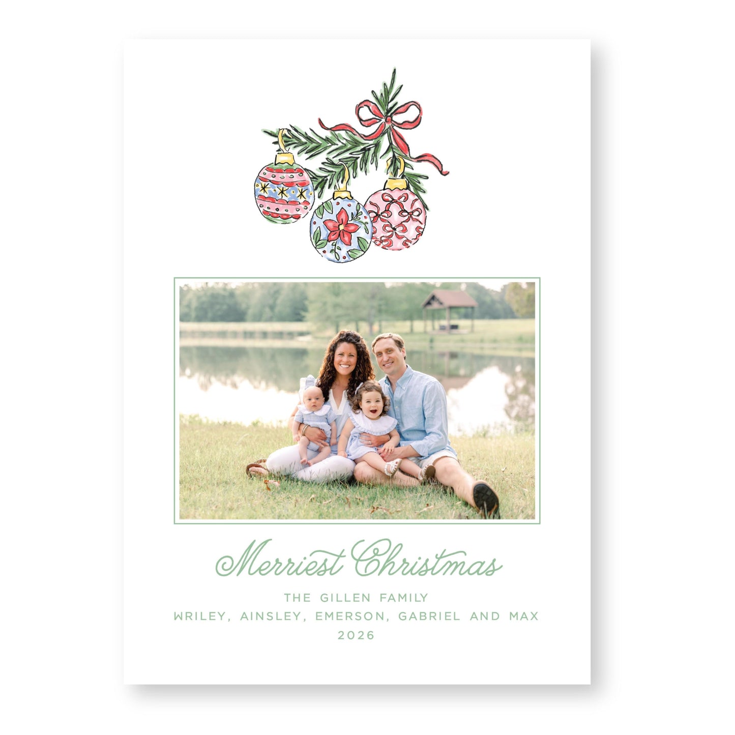 Bauble and Bright Horizontal Card | 5x7 Holiday Photo Card with Envelope