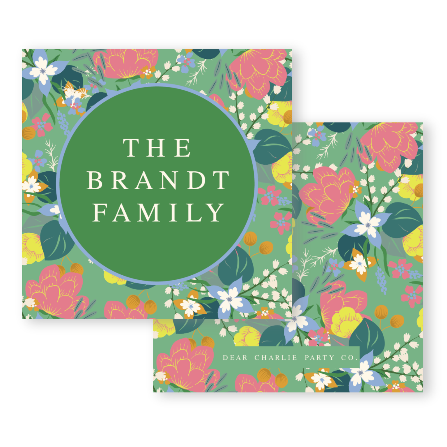 two cards with the words the brand family printed on them