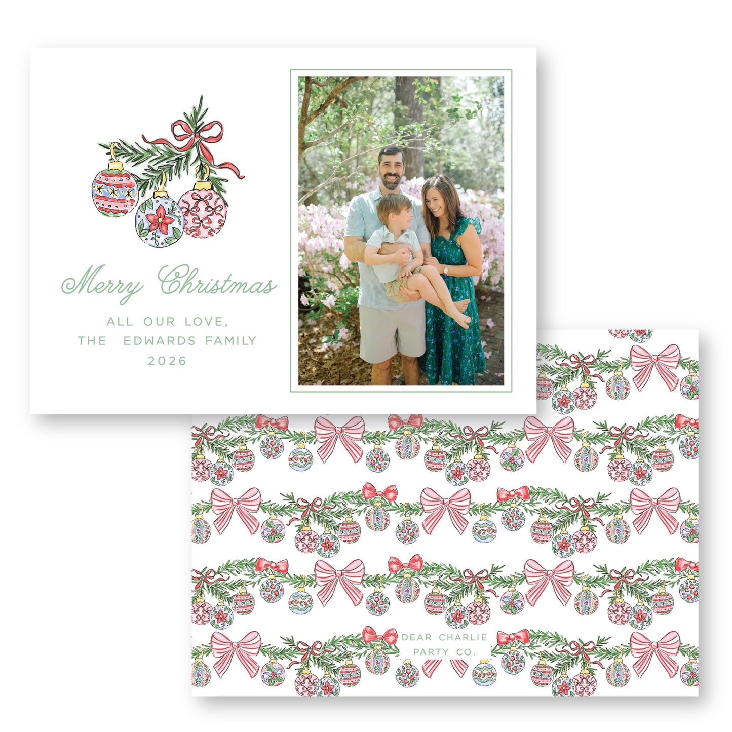 Bauble and Bright Horizontal Card | 5x7 Holiday Photo Card with Envelope