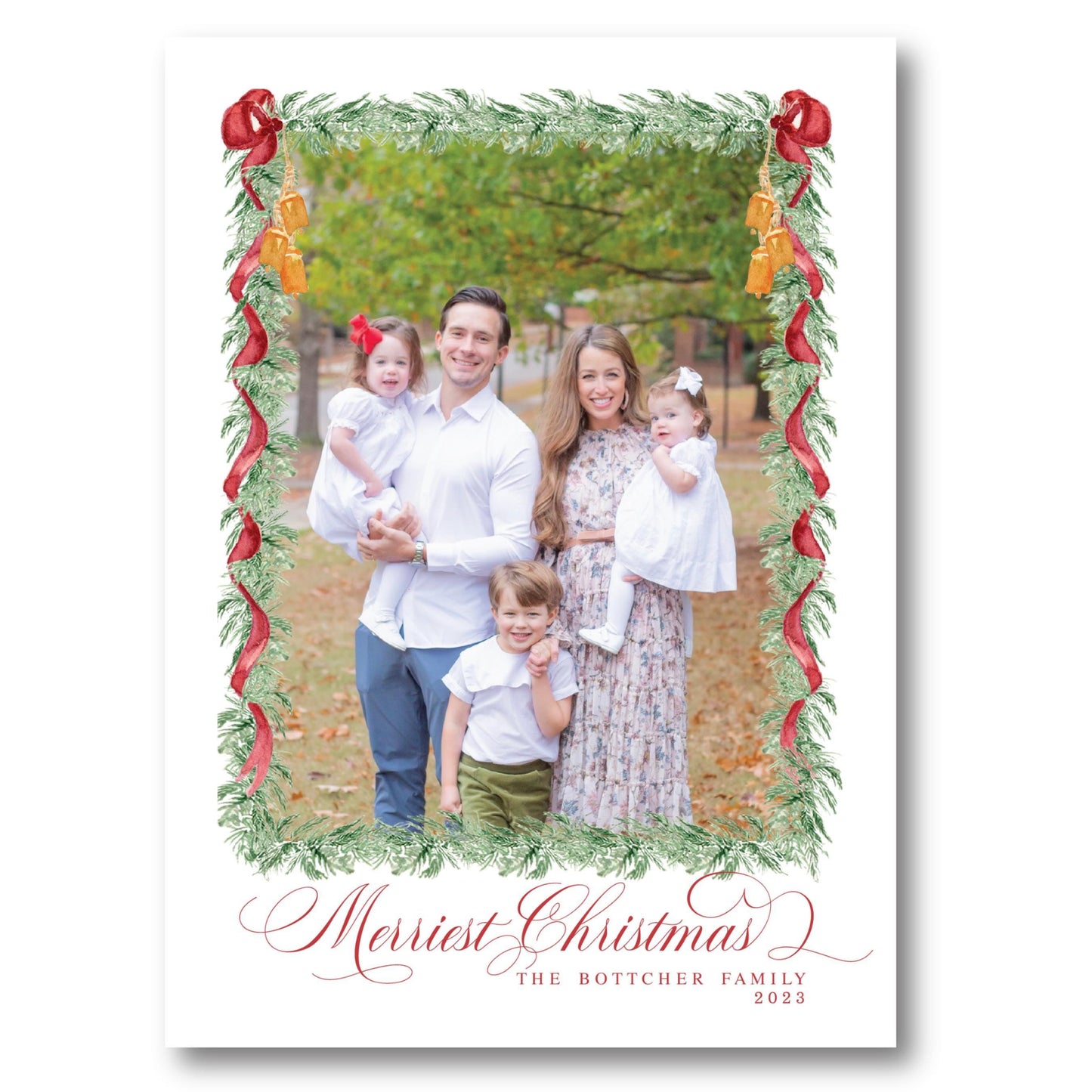 a christmas card with a photo of a family