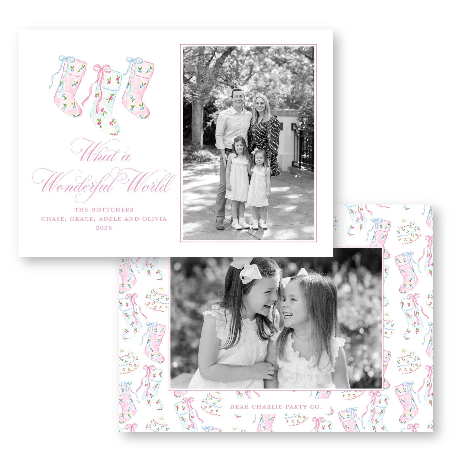 Pretty Little Christmas Stockings Card | 5x7 Holiday Photo Card with Envelope