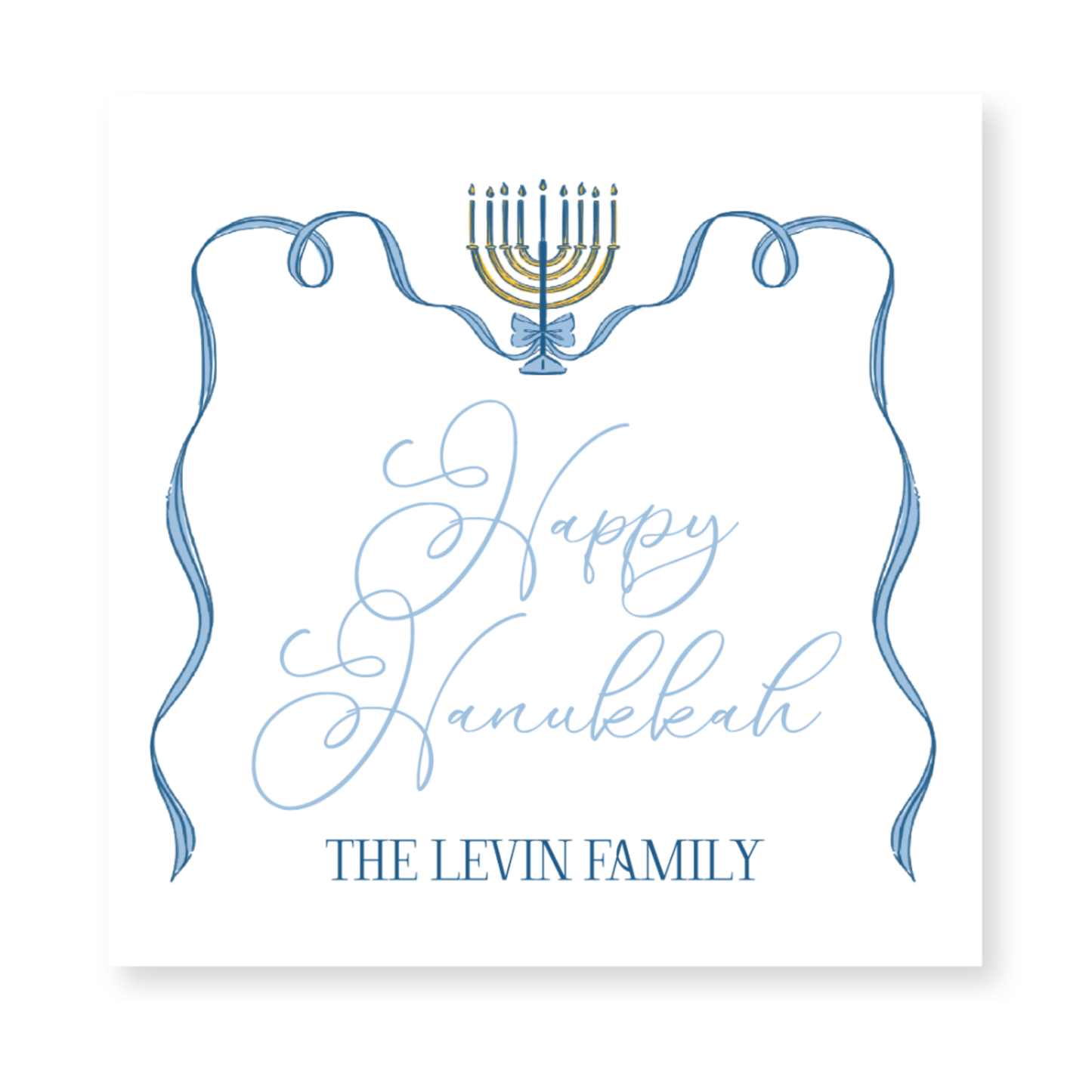 a hanukkah card with a menorah on it