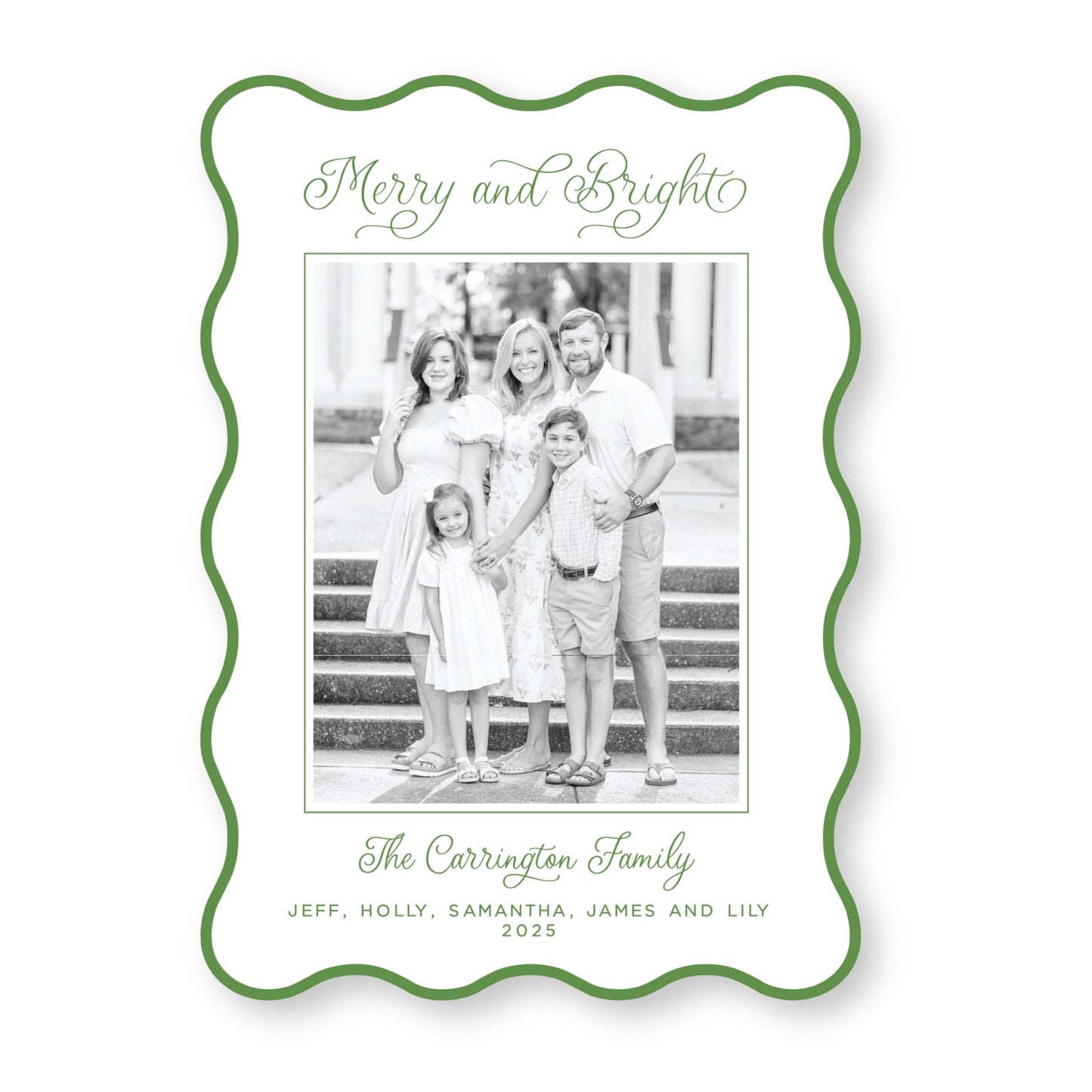 PRINTED Die Cut Holiday Card | Candy Coated Christmas in Pink | 5x7 Holiday Photo Card with Envelope