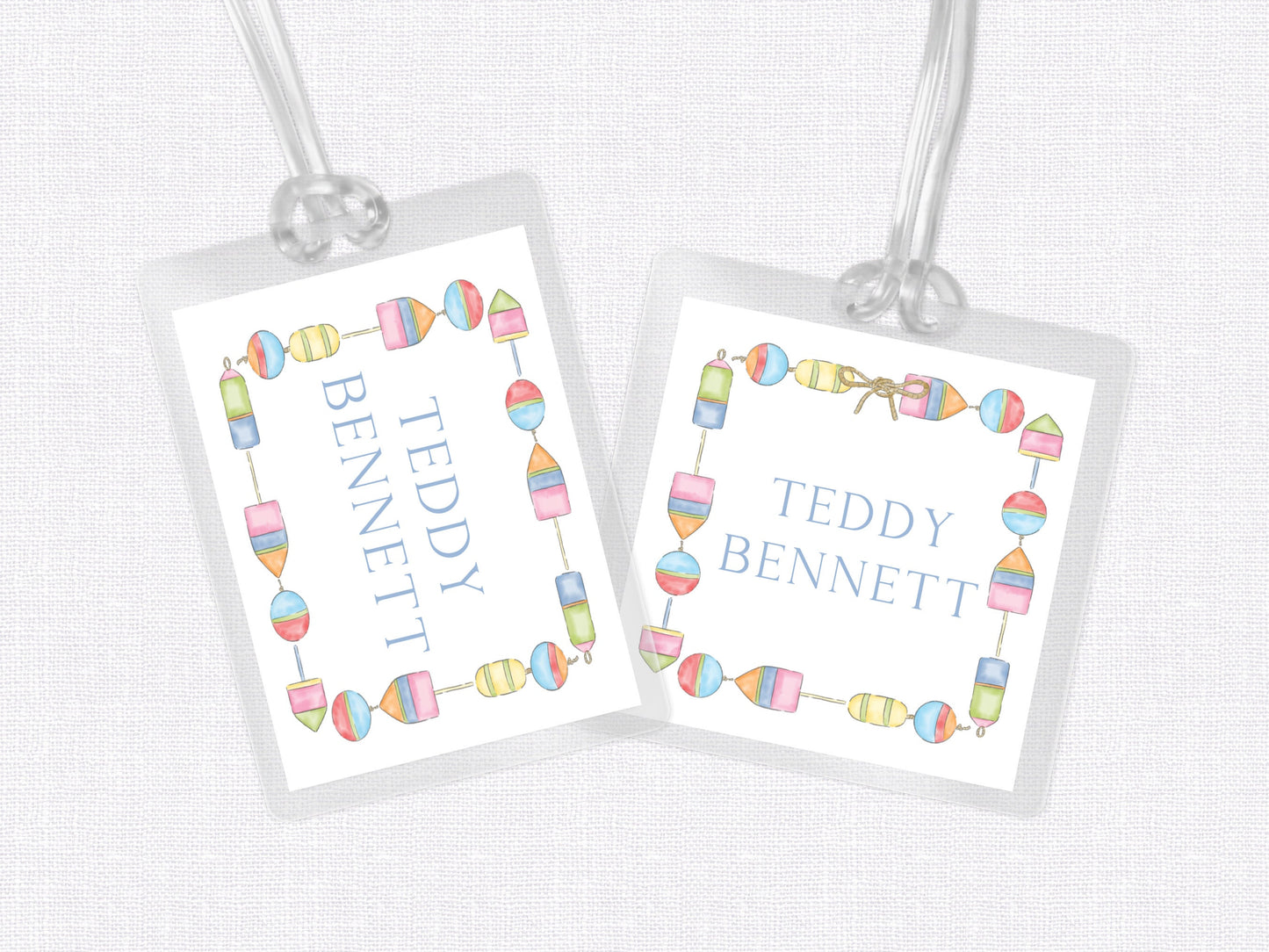 Bright Buoys Bag Tag, Luggage Tag, Girl Bag Tag, Laminated Bag Tag