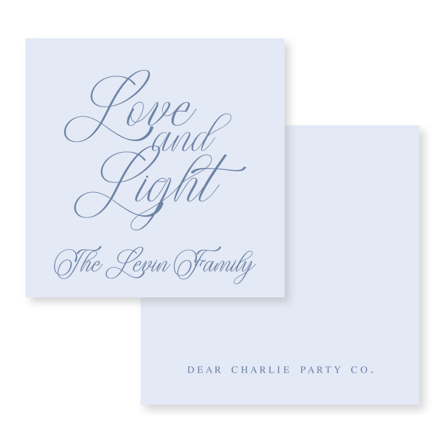a couple of cards with the words love and light on them