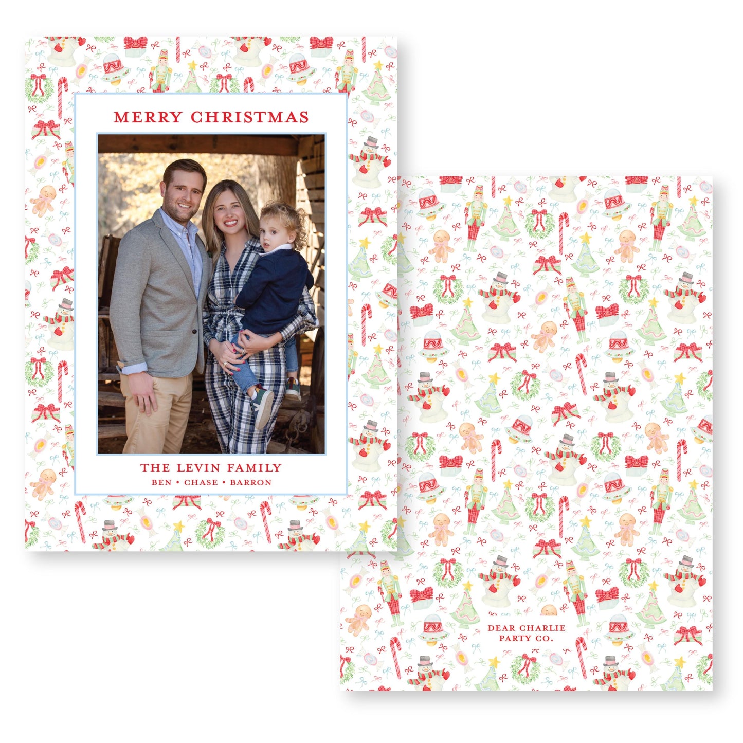 Santas Staples Patterned | 5x7 Holiday Photo Card with Envelope