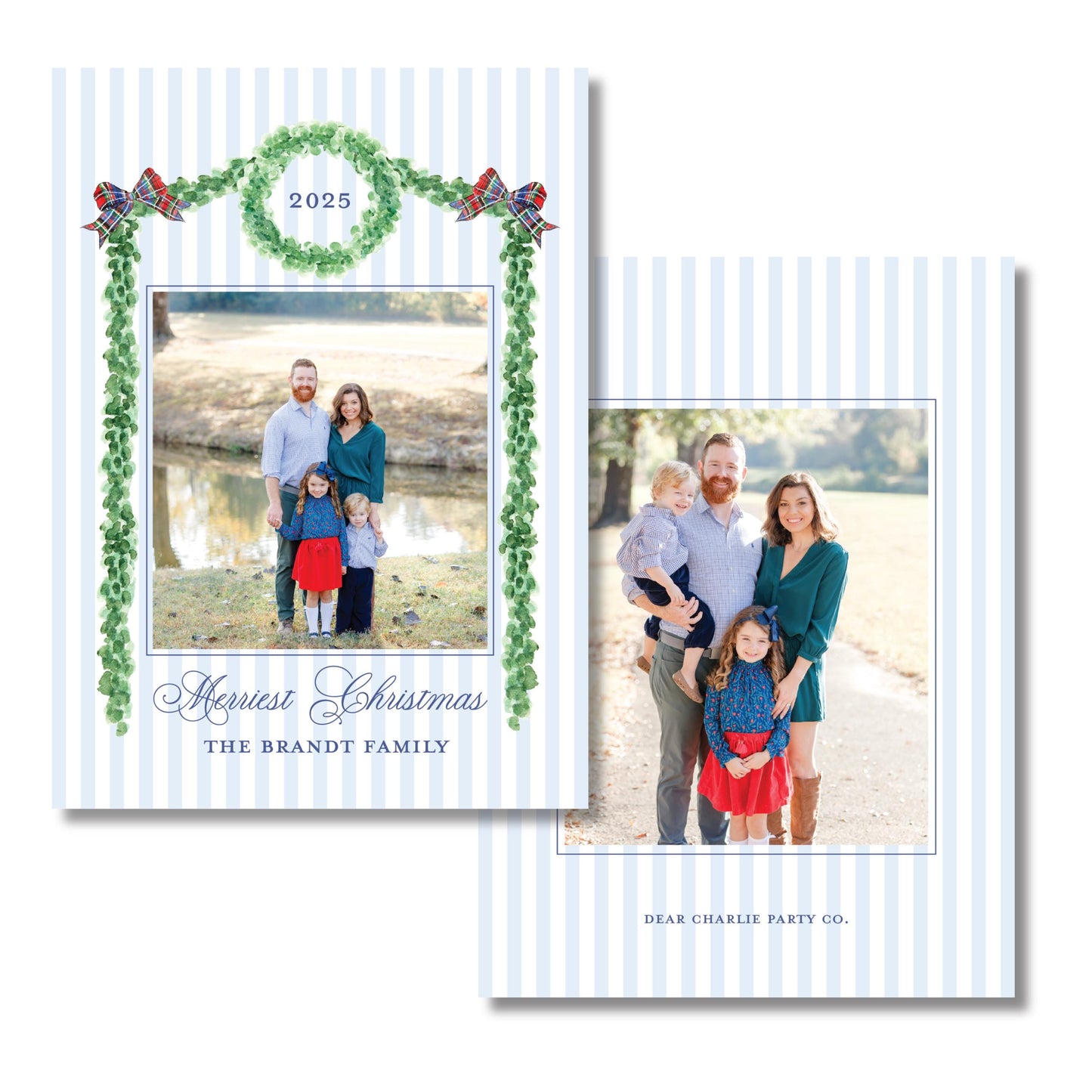 Boxwood and Bows Frame | 5x7 Holiday Photo Card with Envelope