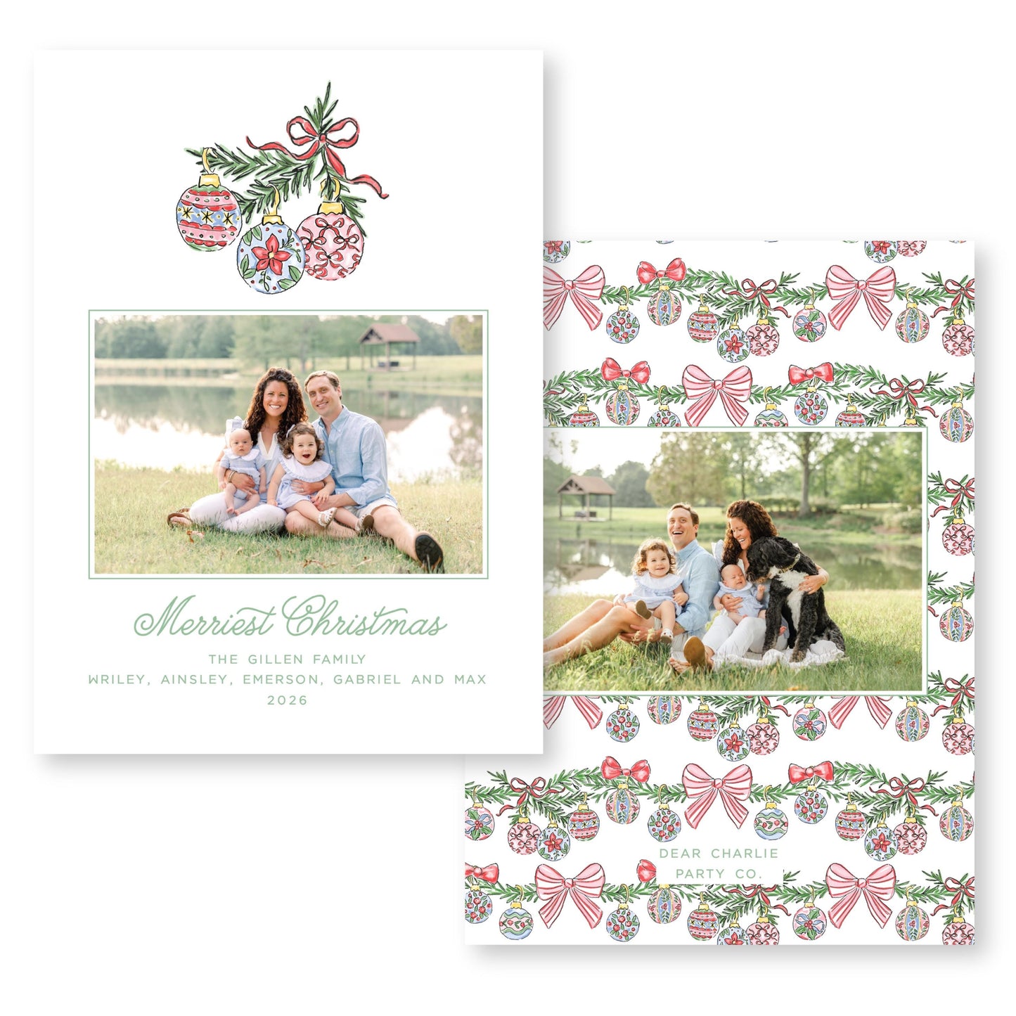 Bauble and Bright Horizontal Card | 5x7 Holiday Photo Card with Envelope